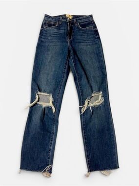 L’agence straight leg blue jean raw hem distressed high rise size 25